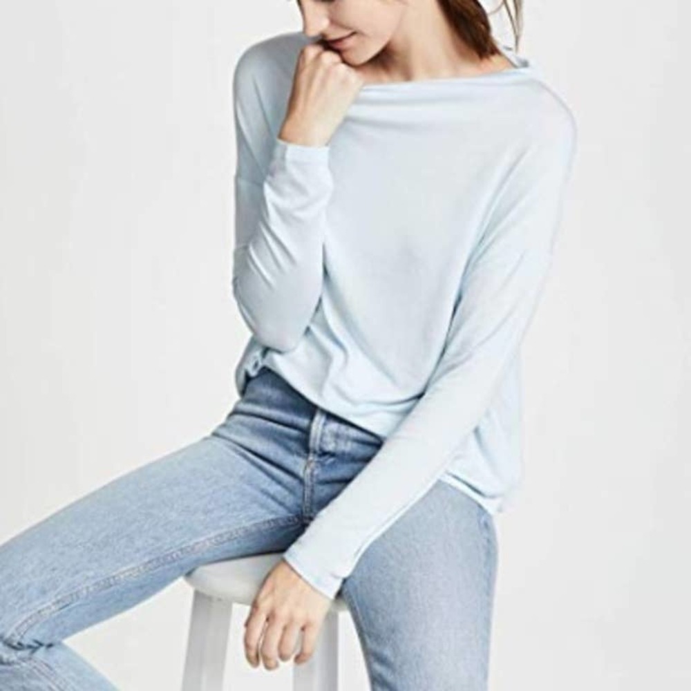 VINCE BoatNeck Top  Pullover Blue  Small